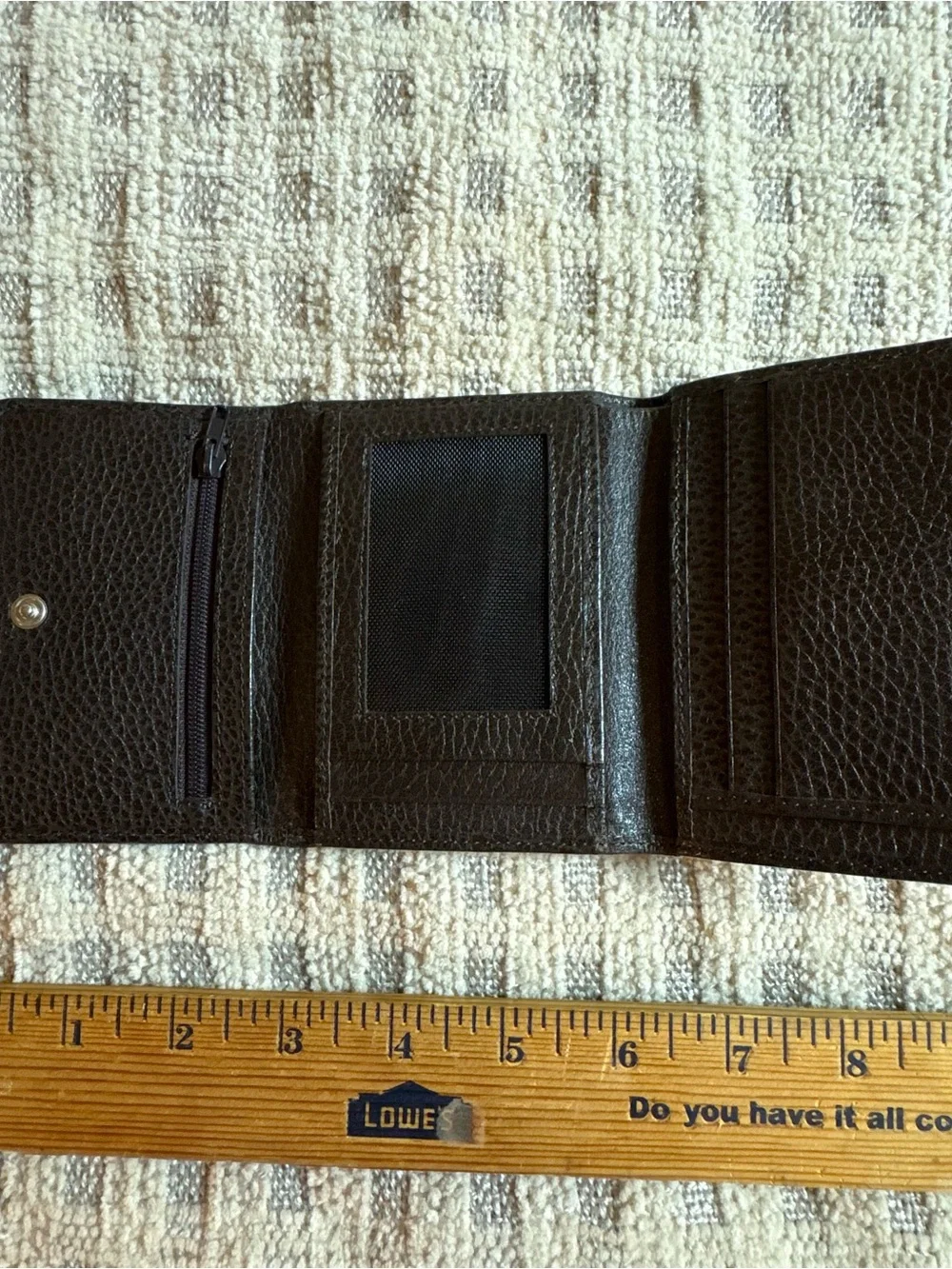 GUESS Dark Brown Pebbled Leather Trifold Card & Key Holder